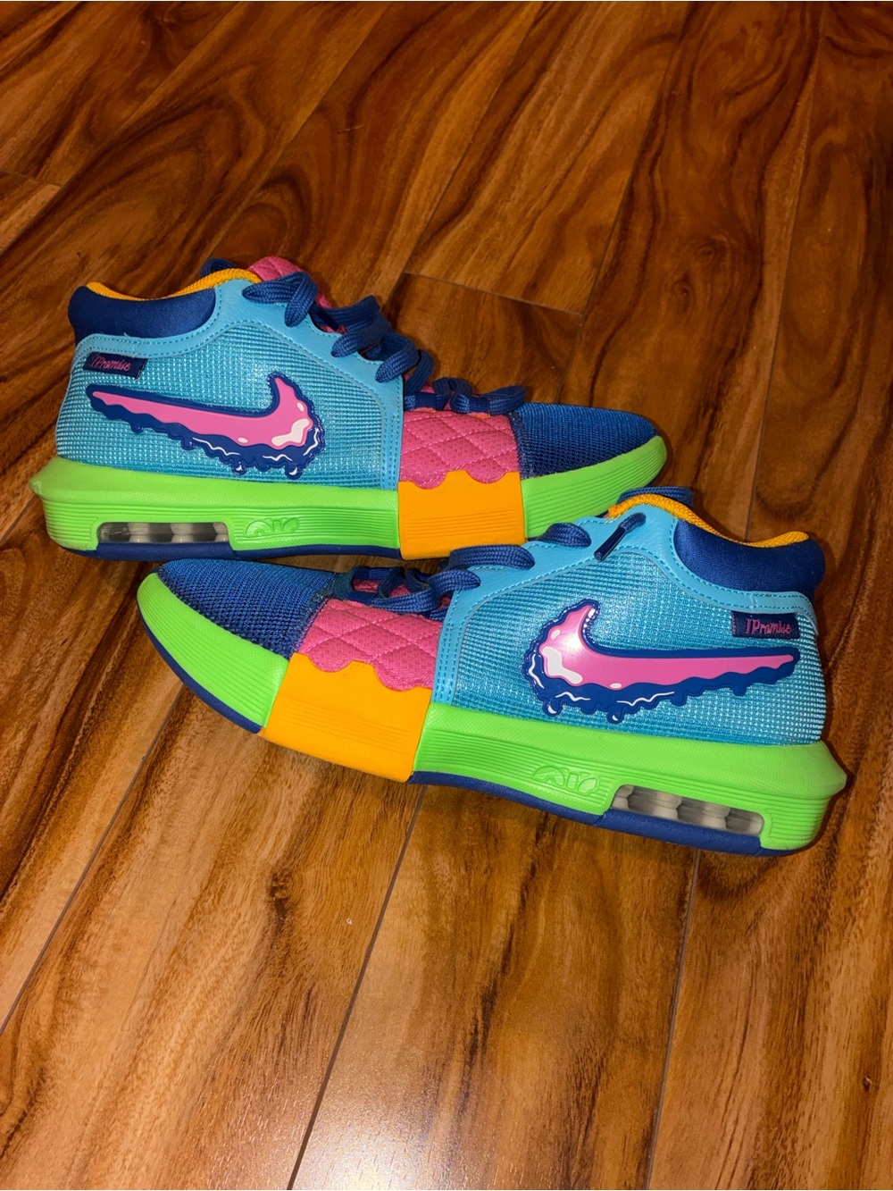 Nike Lebron Basketball shoes- Pink, Blue & Yellow